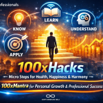 Micro Steps. Small Shifts. Evidence-based practices that compound into holistic well-being. That's what 100x Hacks is built for.